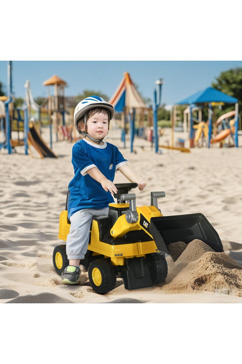 Kids Ride-On Excavator with Shovel, Horn, Storage, Alternate, color, Yellow