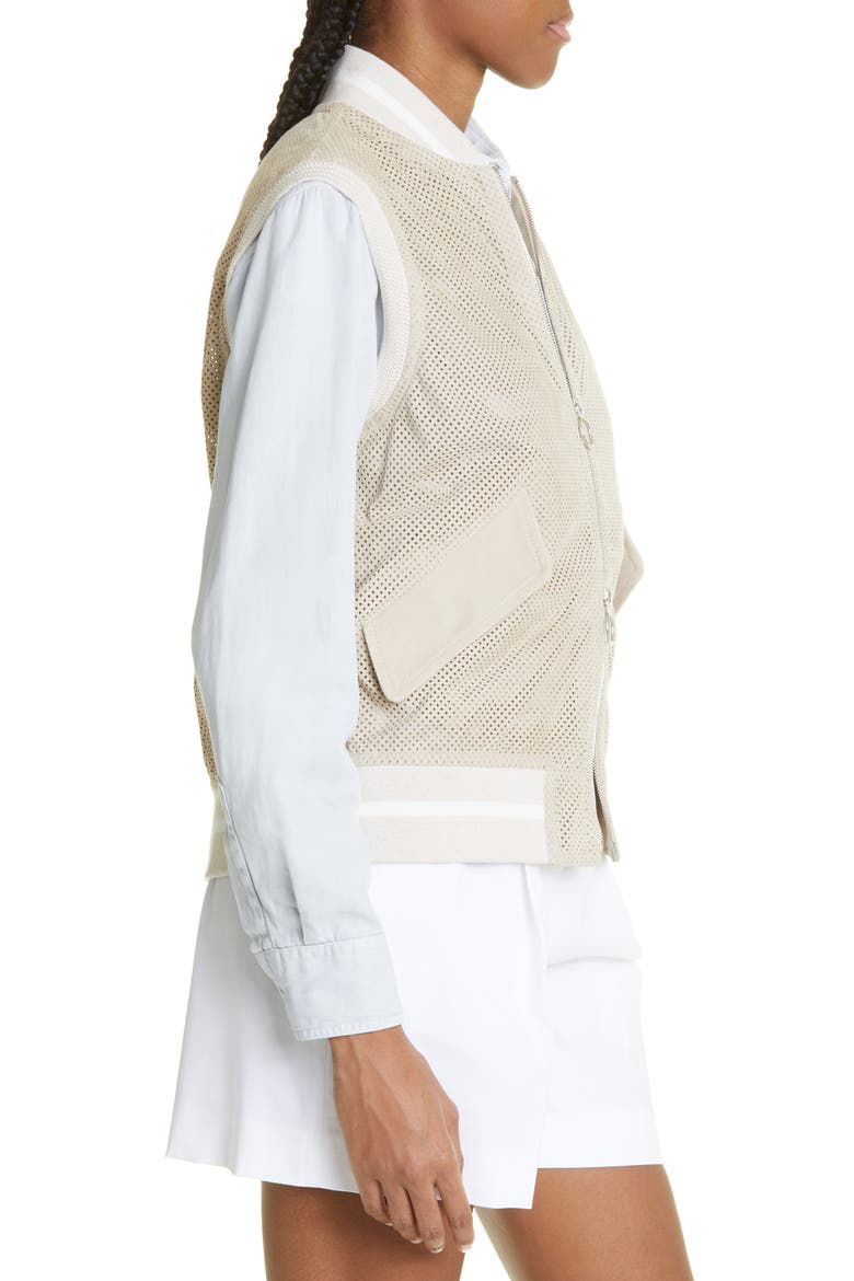 Perforated Suede Bomber Vest, Alternate, color, 02- SAND