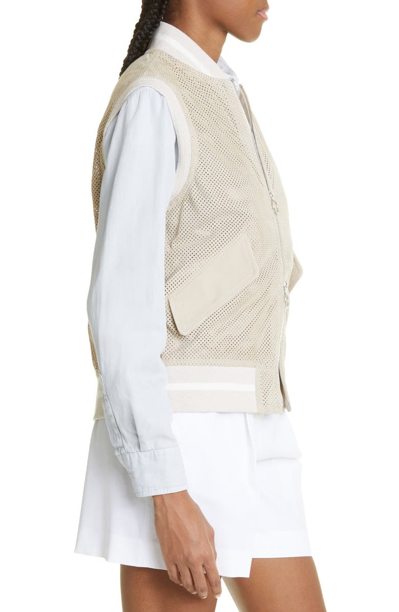 Eleventy Perforated Suede Bomber Vest, Alternate, color, 