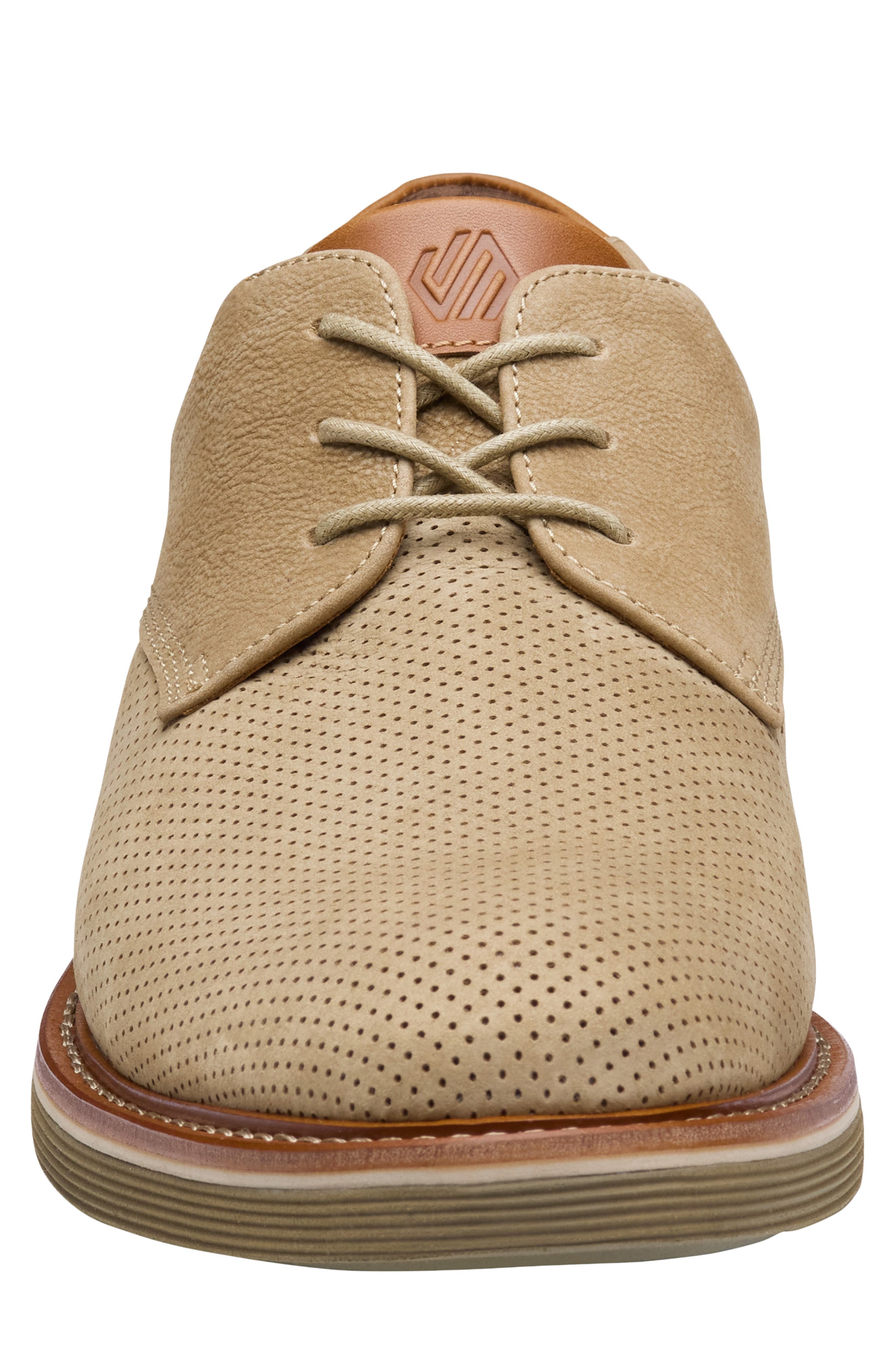 Tyson Perforated Plain Toe Derby, Alternate, color, TAUPE NUBUCK