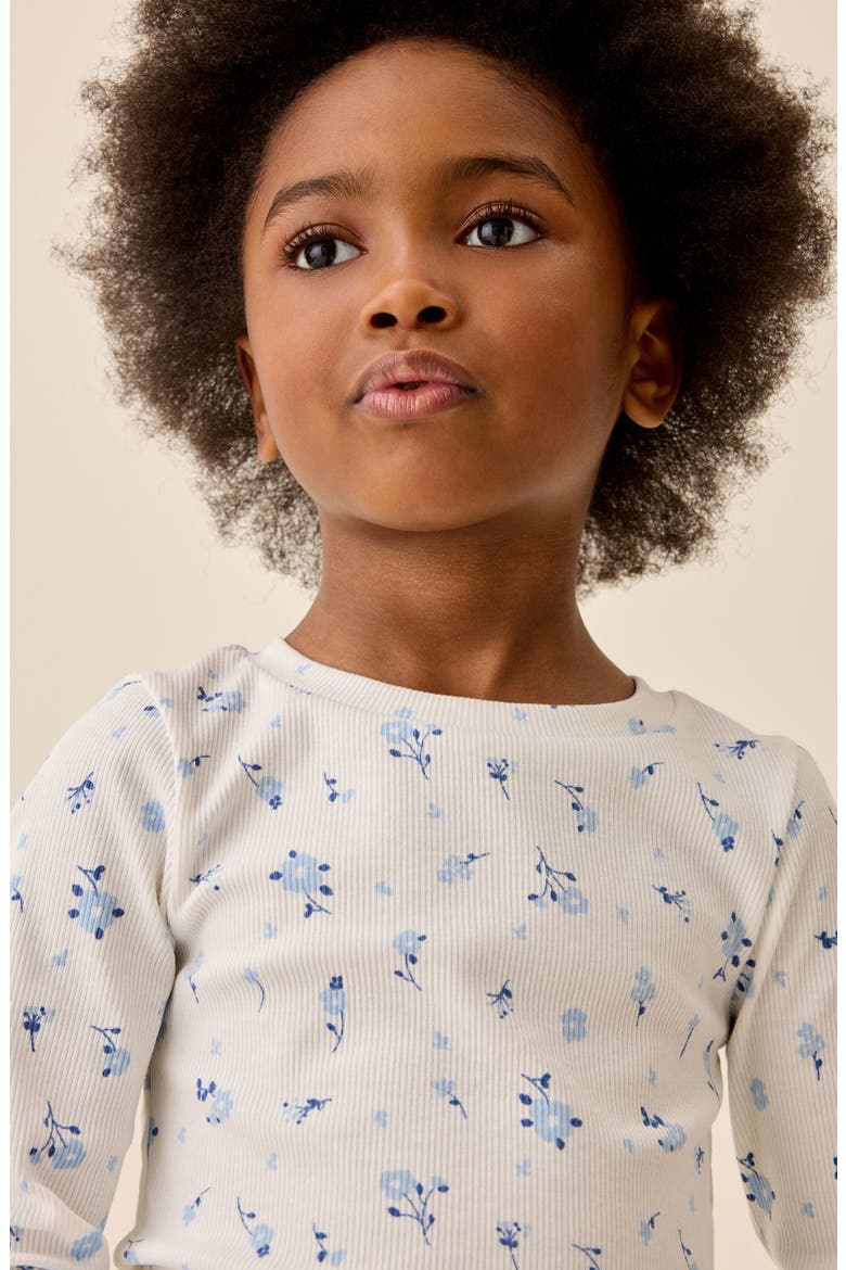 Kids' Floral Ribbed T-Shirt, Alternate, color, WHITE