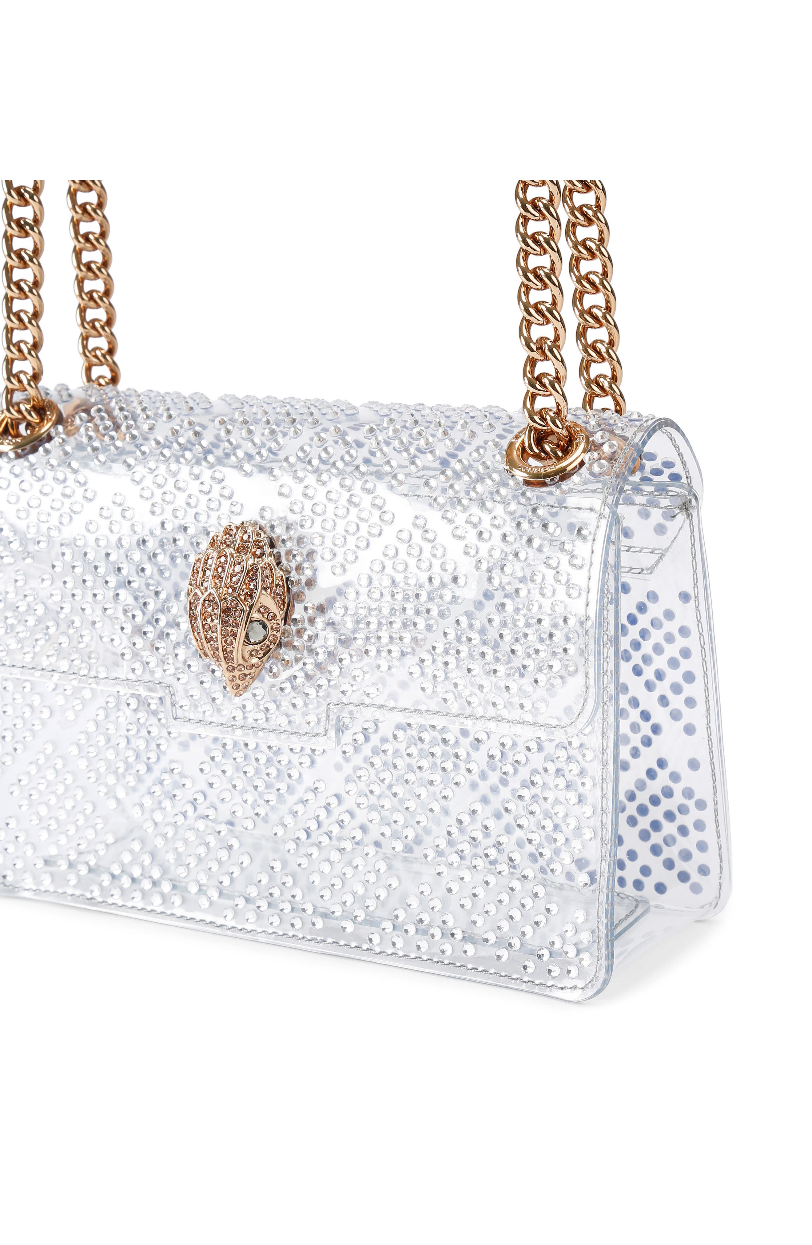 Kurt Geiger London Mini Kensington Vinyl Convertible Clear Crossbody Bag, Alternate, color, Silver