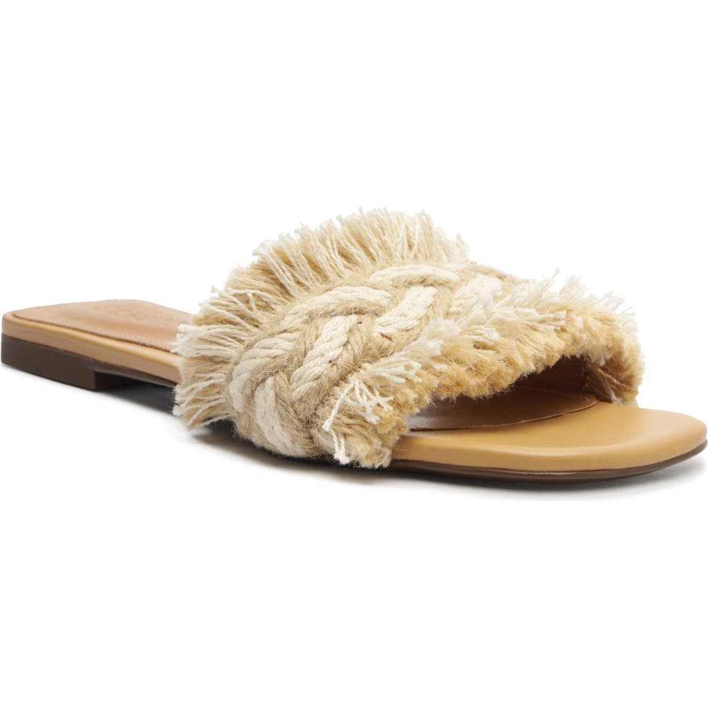 Schutz Adelia Crochet Frayed Slide Sandals