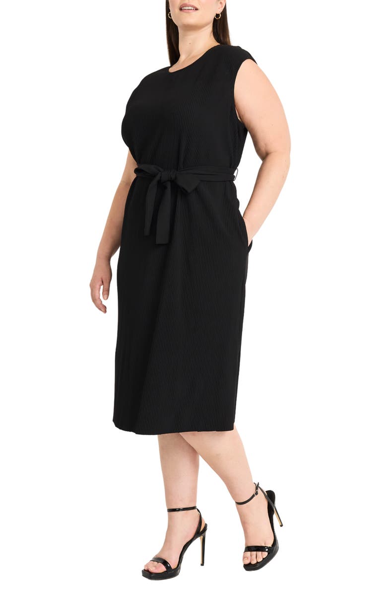 Maggy London Ribbed Midi Dress, Alternate, color, Black