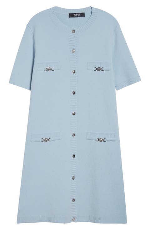 Medusa Short Sleeve Virgin Wool & Cashmere Sweater Dress