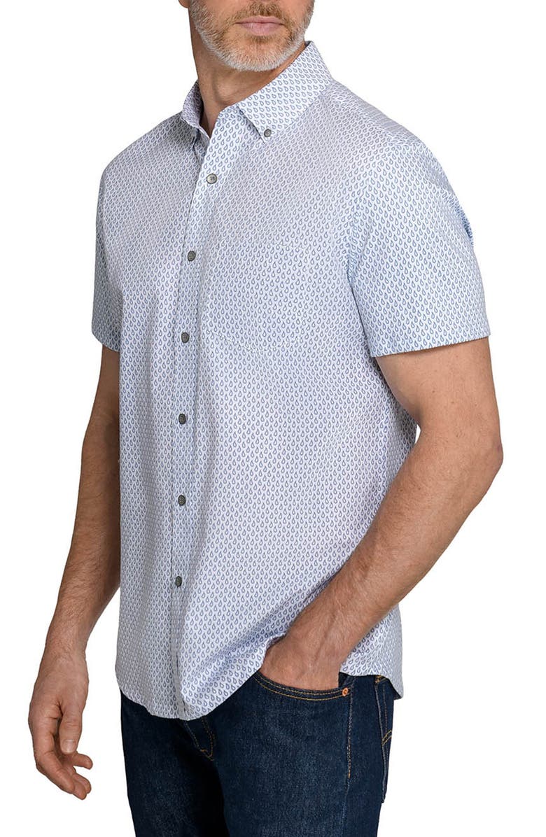 W.R.K Raindrop Reworked Short Sleeve Button-Up Shirt, Alternate, color, White/ Blue
