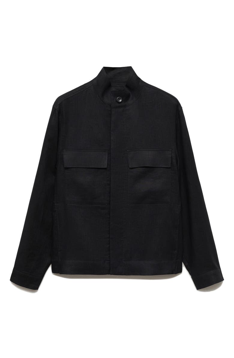 MANGO Linen Jacket with Stand Collar, Alternate, color, 