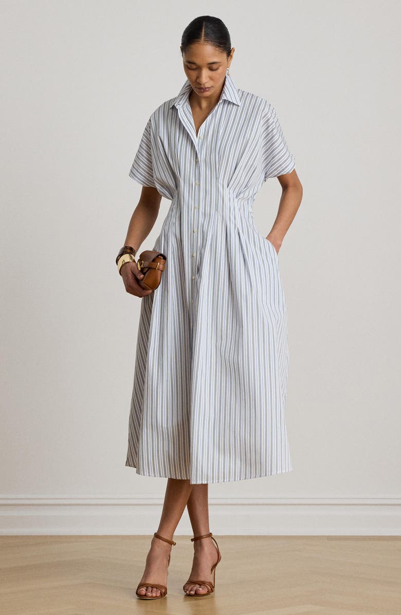 Lauren Ralph Lauren '70s Stripe Cotton Broadcloth Shirtdress, Alternate, color, Blue/ Multi