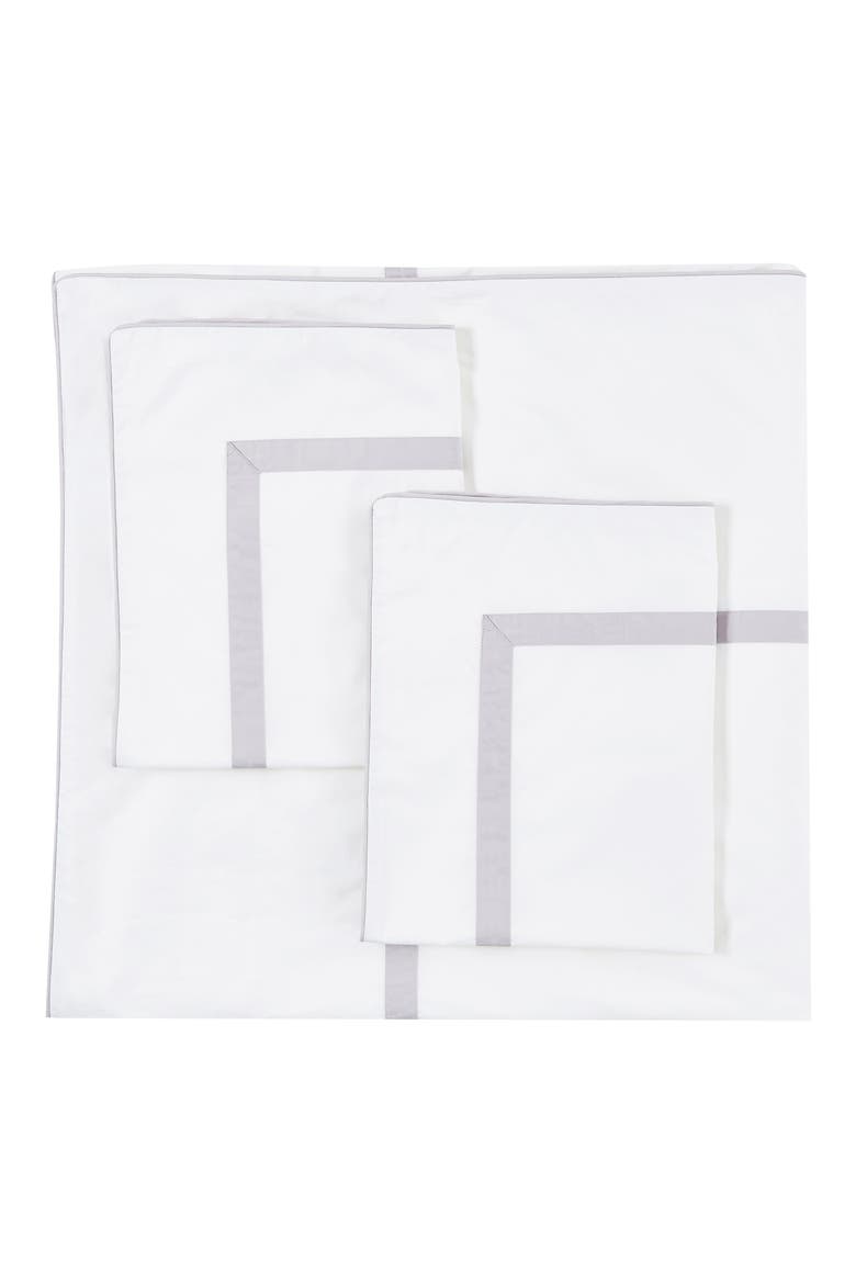Classic Border Embroidered Duvet & Sham Set, Main, color, GREY