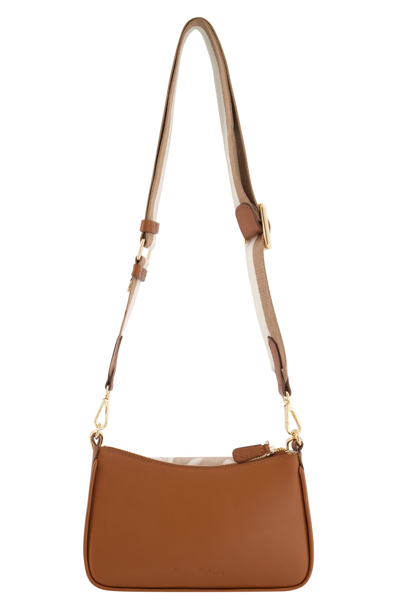 Tommy Bahama Floral Canvas & Leather Trim Double Crossbody Bag, Alternate, color, Brown Multi