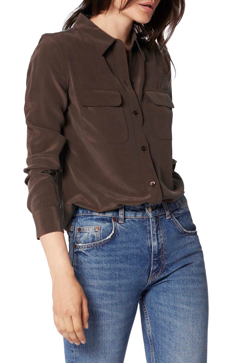 Equipment Signature Slim Fit Silk Button-Up Shirt, Alternate, color, 