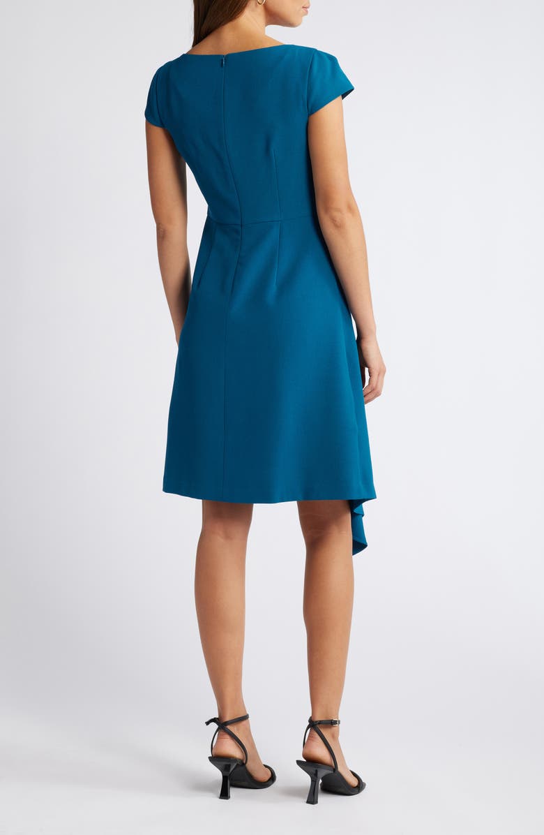 Vince Camuto Ruffle Detail Signature Stretch Crepe Dress, Alternate, color, Peacock