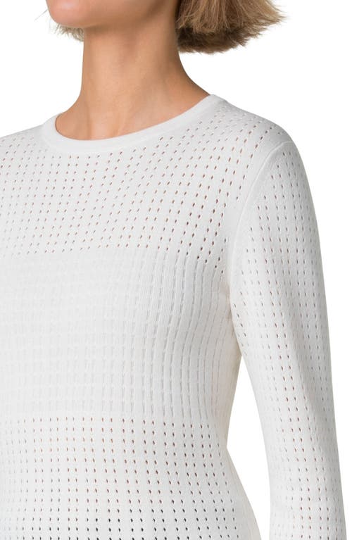 Shop Akris Silk & Cotton Pointelle Stitch Sweater In Ecru