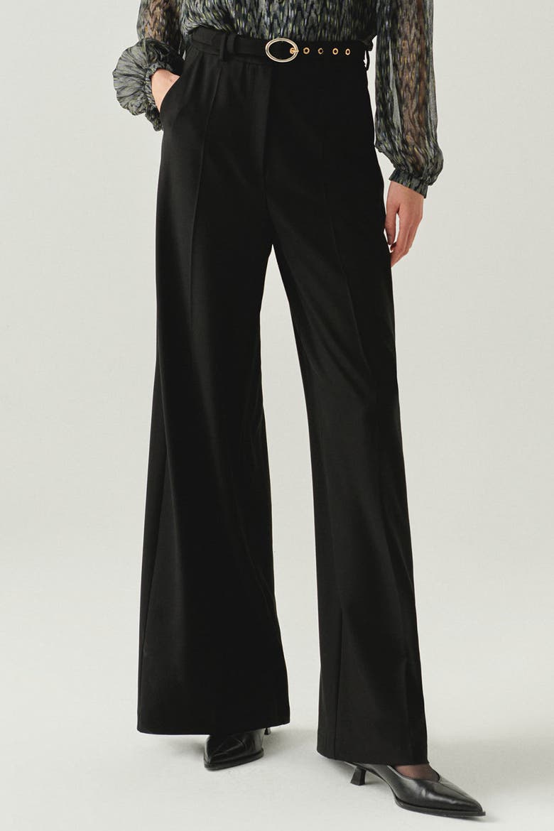 Nala Wide Leg Pocketed Pants, Alternate, color, BLACK