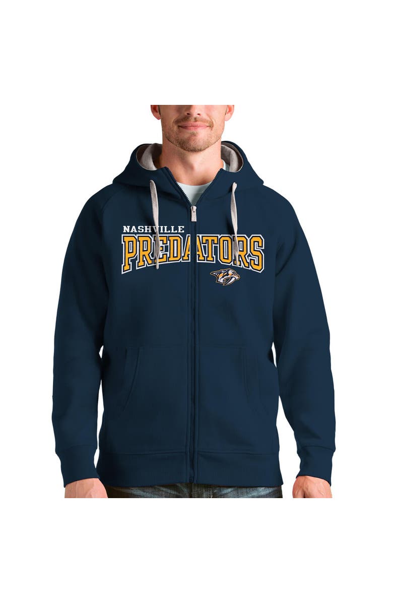 ANTIGUA Men's Antigua Navy Nashville Predators Wordmark Victory Full-Zip Hoodie, Alternate, color, 