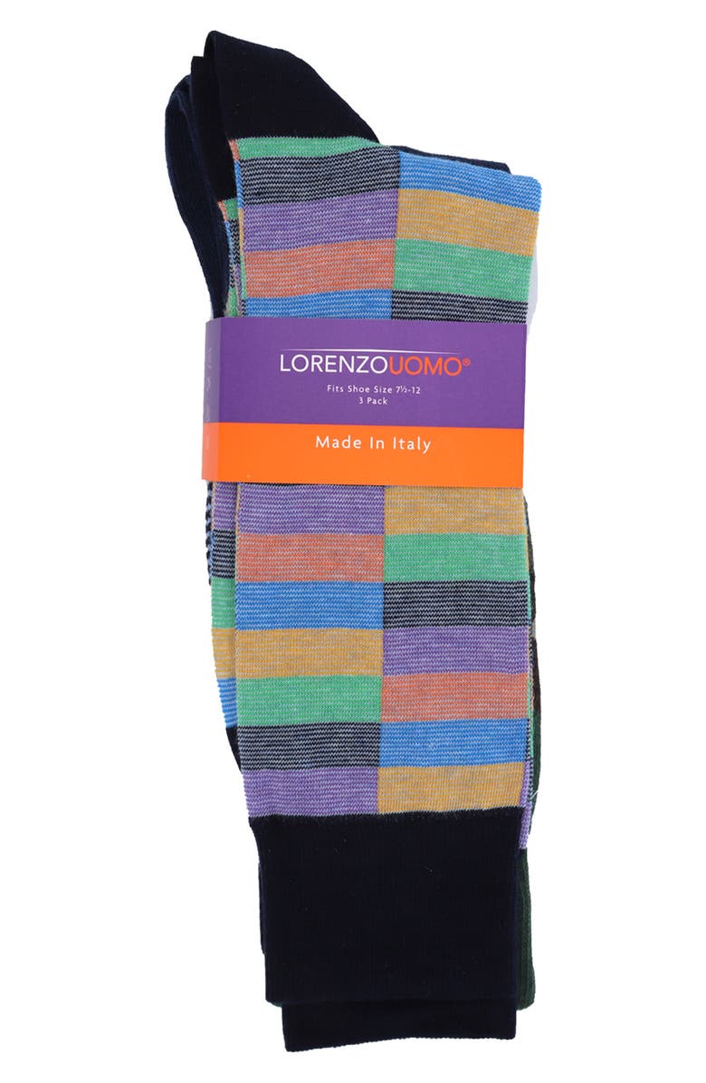 Lorenzo Uomo Assorted Crew Socks - Pack of 3, Alternate, color,