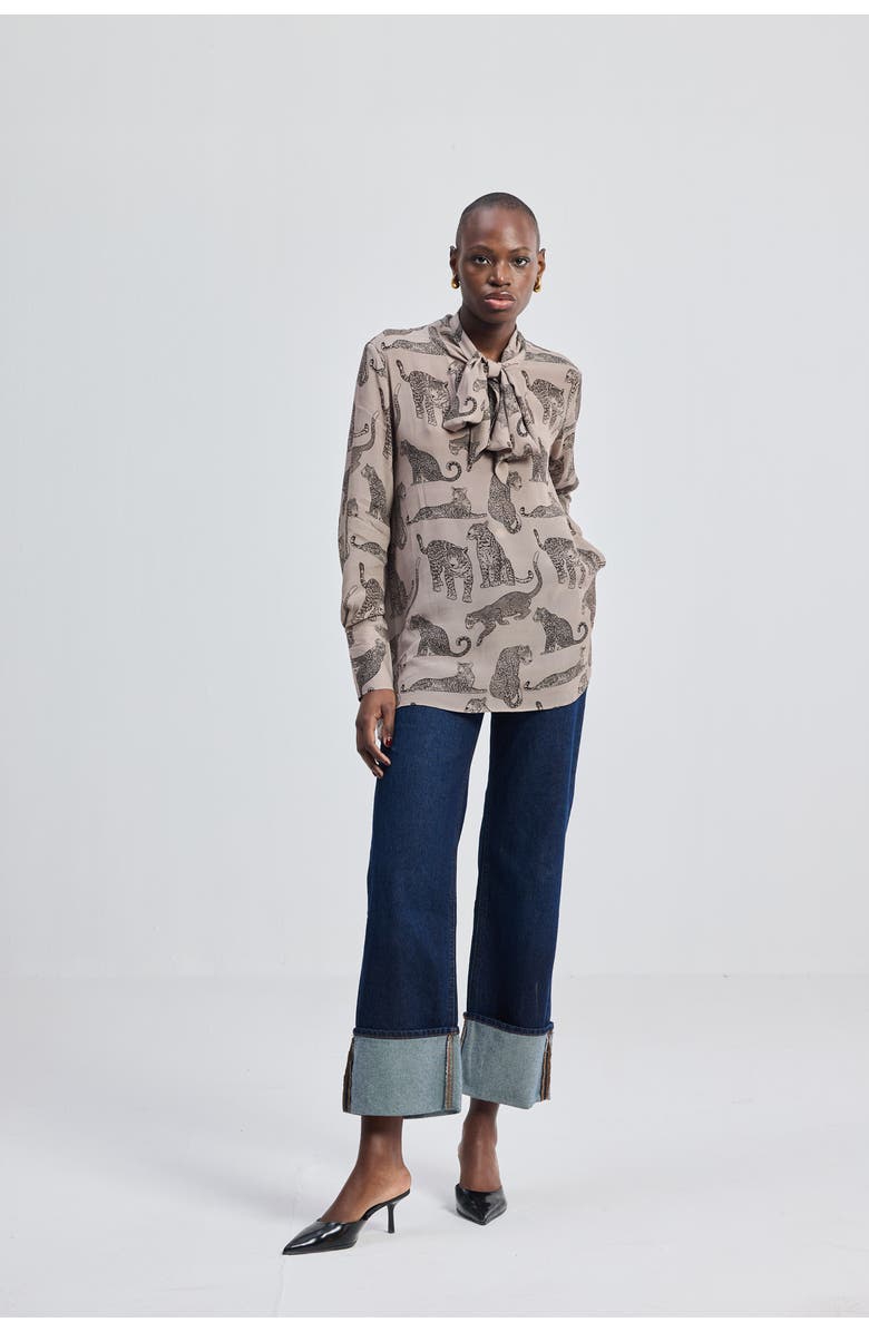 Reistor Relaxed-Fit Top with Front Tie, Alternate, color, Feral Whispers