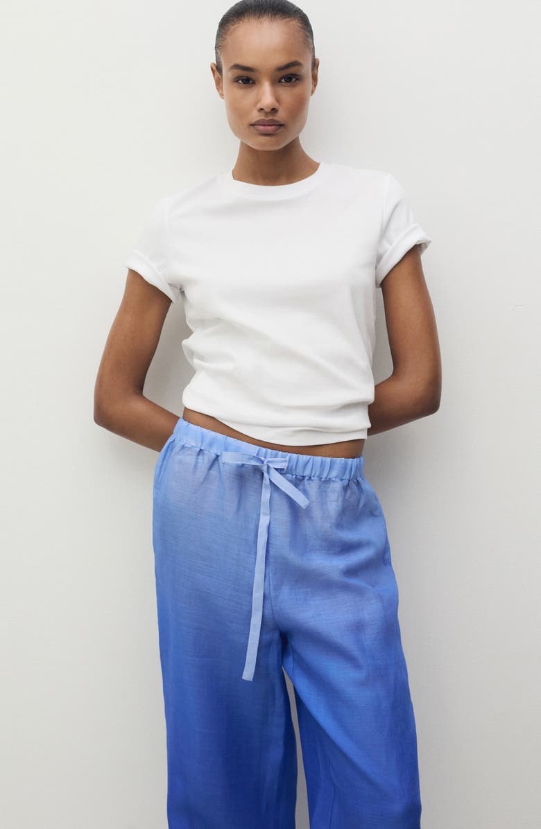 MANGO Gradient Wide Leg Pants, Alternate, color, Blue