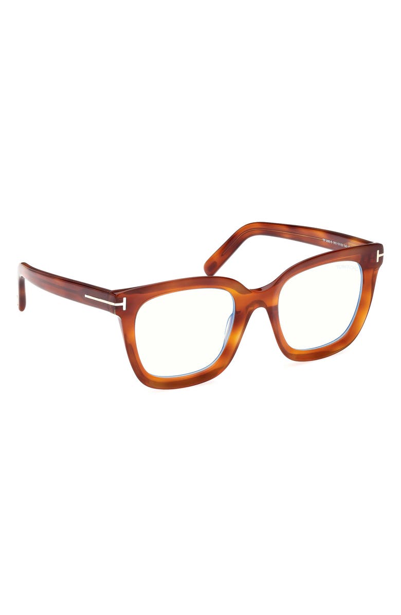 TOM FORD 51mm Square Blue Light Blocking Glasses, Alternate, color, 