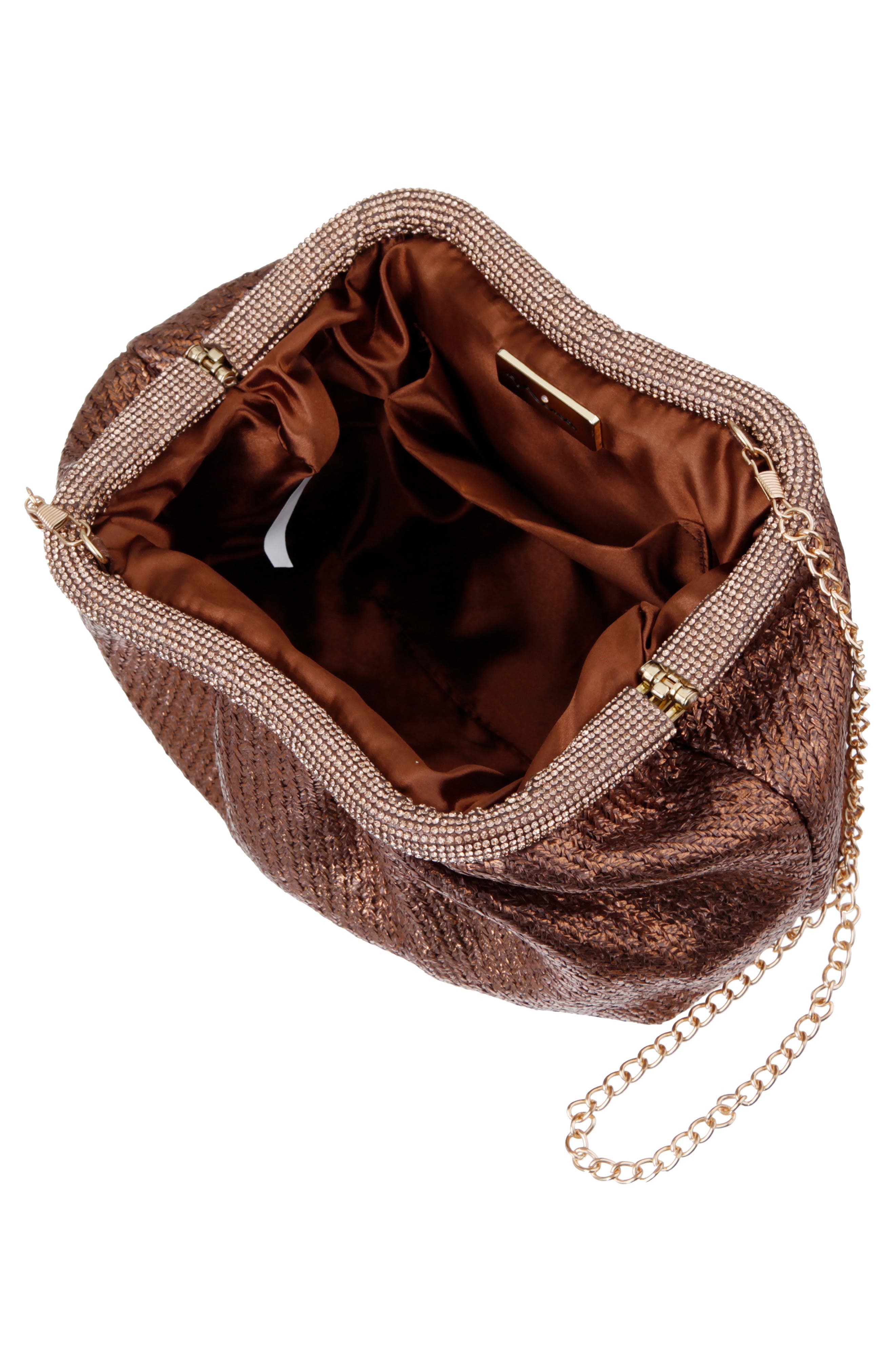 Nina Zayla Frame Clutch, Alternate, color, Bronze