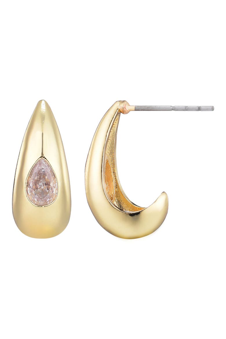Pear Crystal Teardrop Earrings, Main, color, GOLD