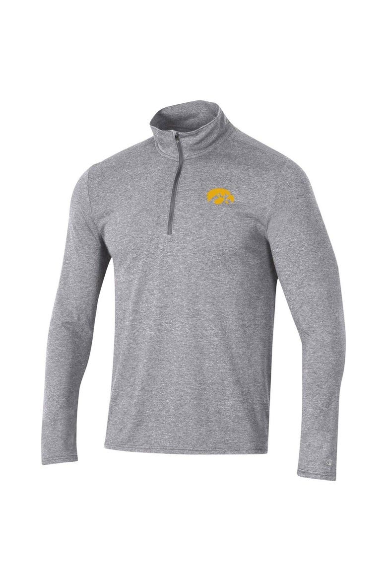 Men's Champion Heathered Gray Iowa Hawkeyes Field Day Team Quarter-Zip Jacket, Alternate, color, Heather Gray