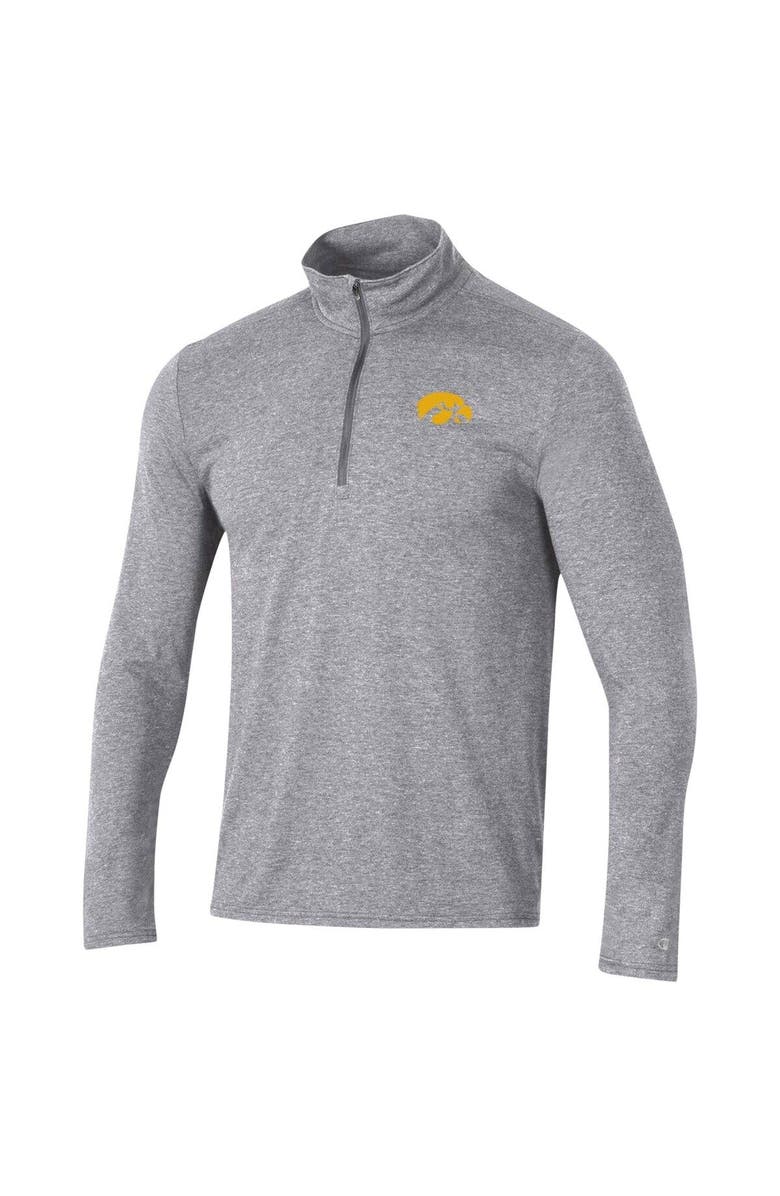 Champion Men's Champion Heathered Gray Iowa Hawkeyes Field Day Team Quarter-Zip Jacket, Alternate, color, 