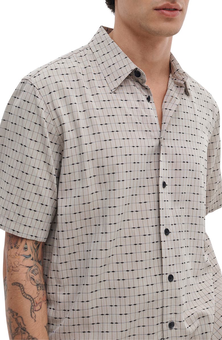 rag & bone Dalton Jacquard Short Sleeve Button-Up Shirt, Alternate, color, Pale Taupe Valentine Stripe