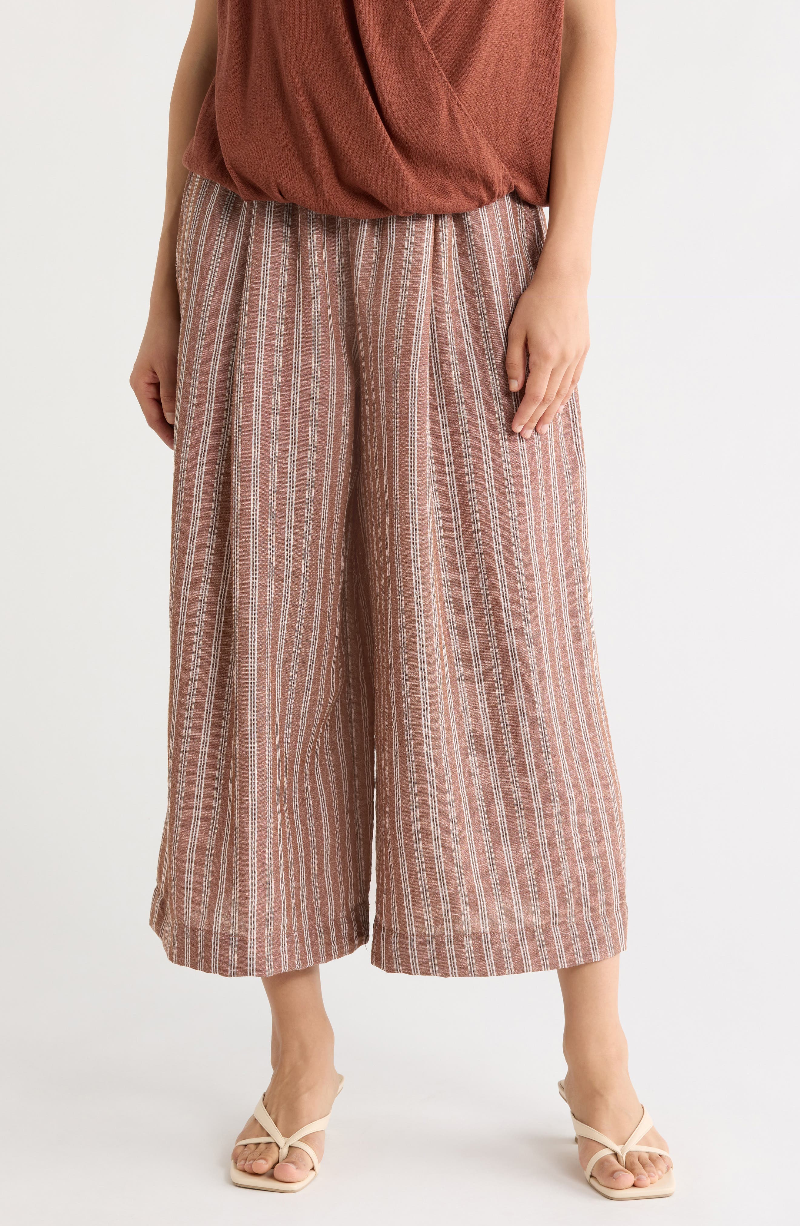Striped Wide Leg Gaucho Pants