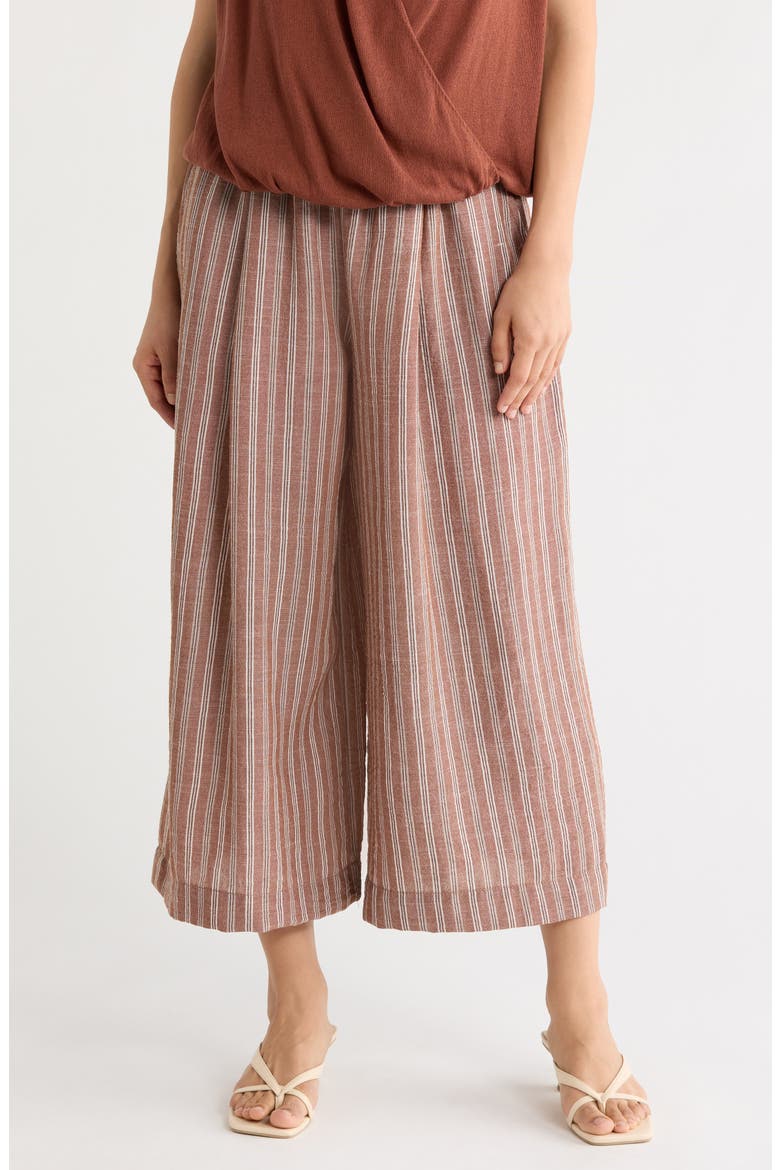 Striped Wide Leg Gaucho Pants, Main, color, MOCHA STRIPE