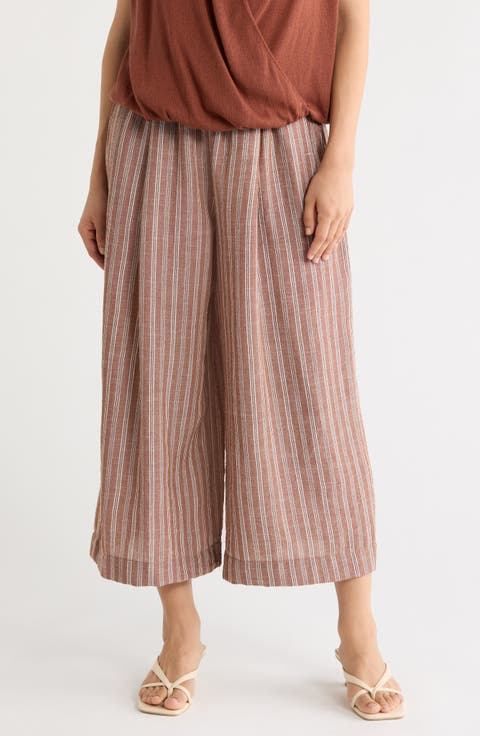 Striped Wide Leg Gaucho Pants
