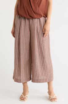 Striped Wide Leg Gaucho Pants