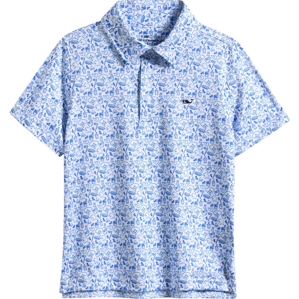 Vineyard Vines Kids' Print Polo In Blue