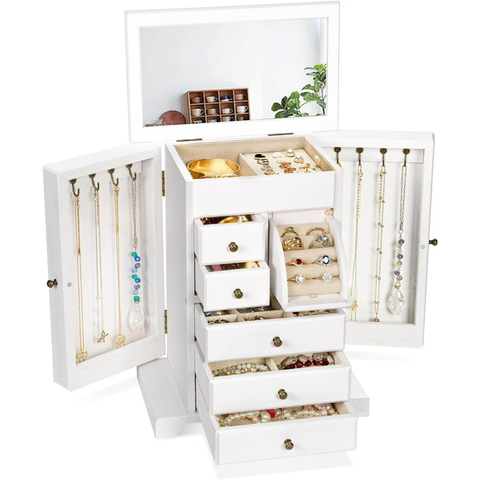 Wooden Table‑Top Jewelry Storage Cabinet