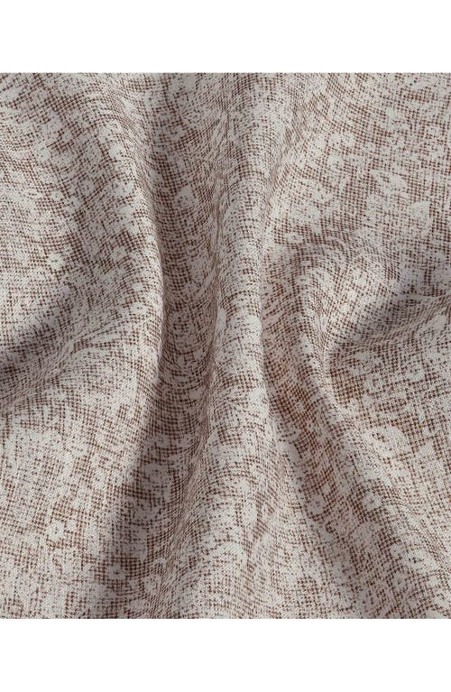 David Donahue Texture Floral Print Short Sleeve Linen & Cotton Shirt In Dune