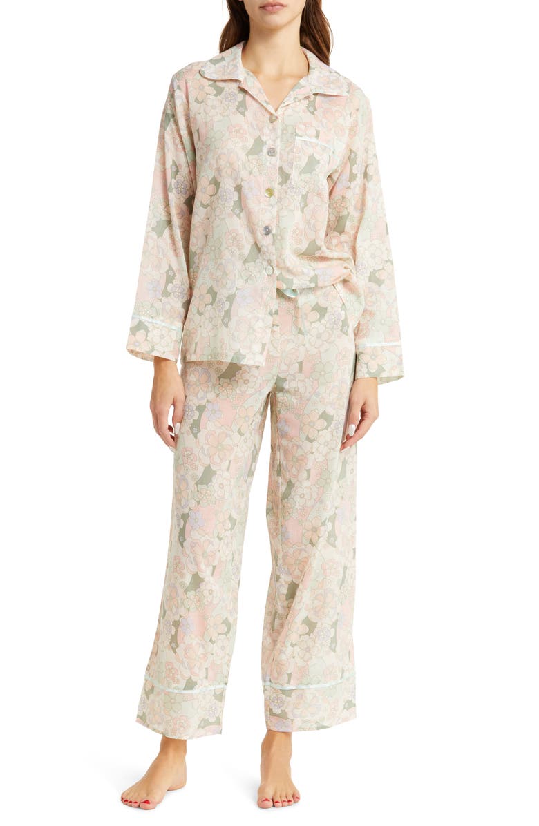 Papinelle Phoebe Floral Print Cotton Voile Pajamas, Main, color, 