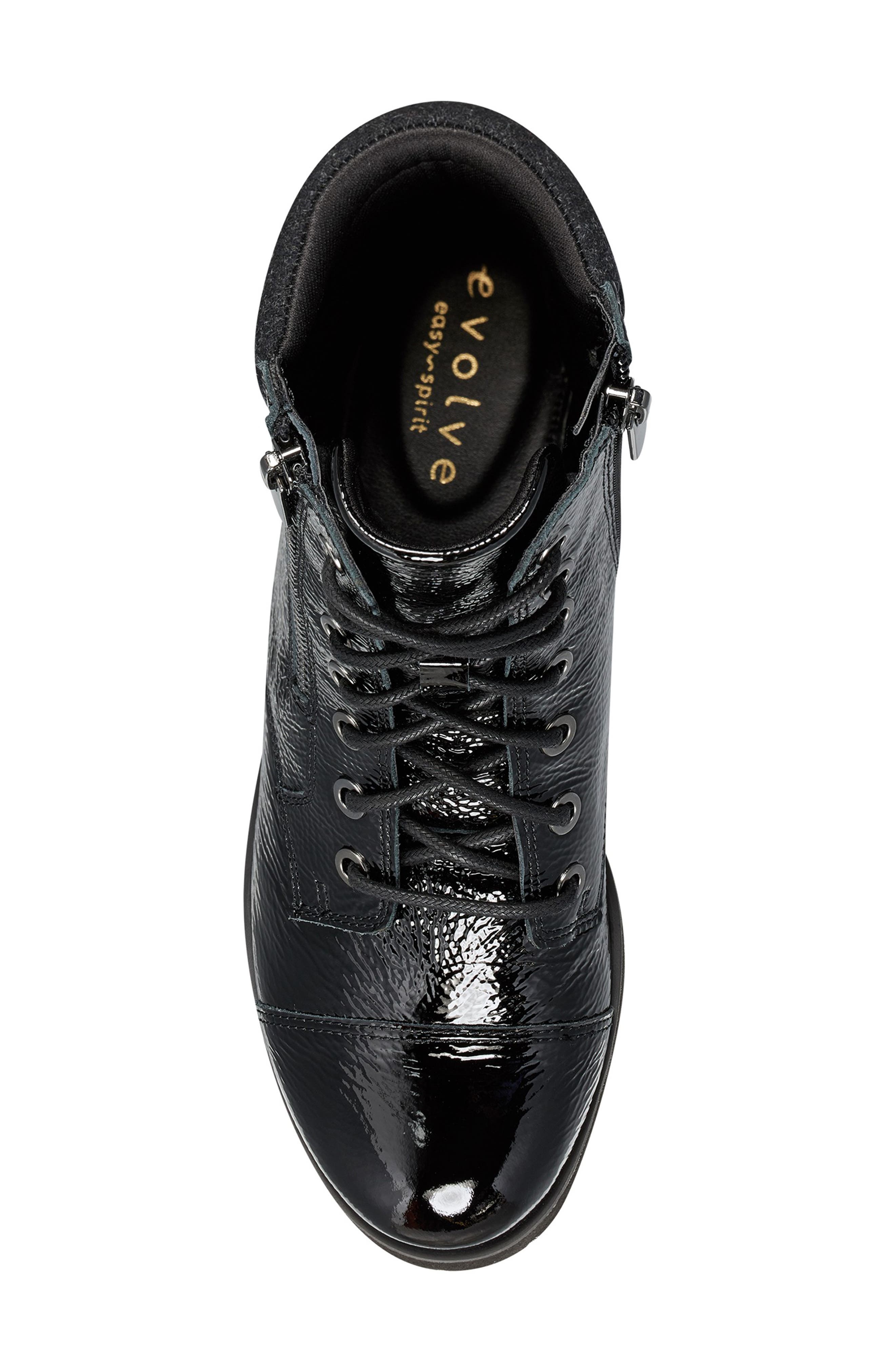 Wylie Cap Toe Combat Bootie, Alternate, color, BLACK PATENT LEATHER