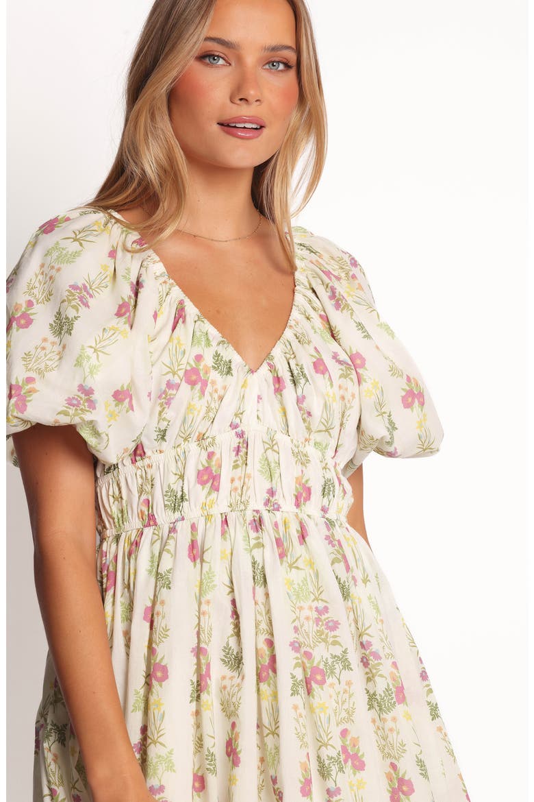 Zadie Floral Puff Sleeve Minidress, Alternate, color, LIGHT GREEN