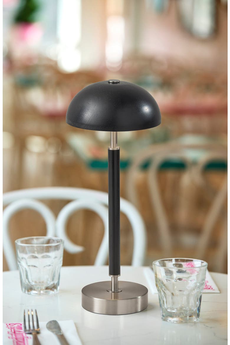 Ronny Cordless LED Table Lamp, Alternate, color, BLACK WOOD / BRUSHED STEEL