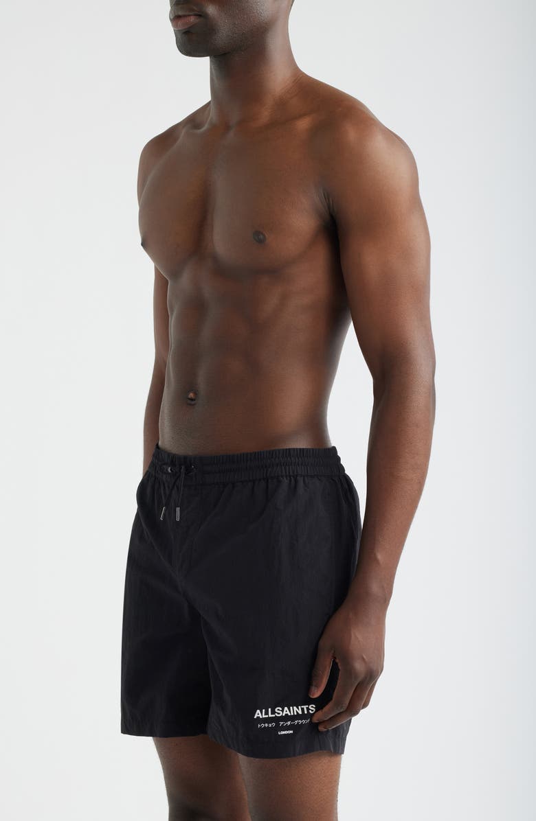 AllSaints Underground Swim Trunks, Alternate, color, Jet Black