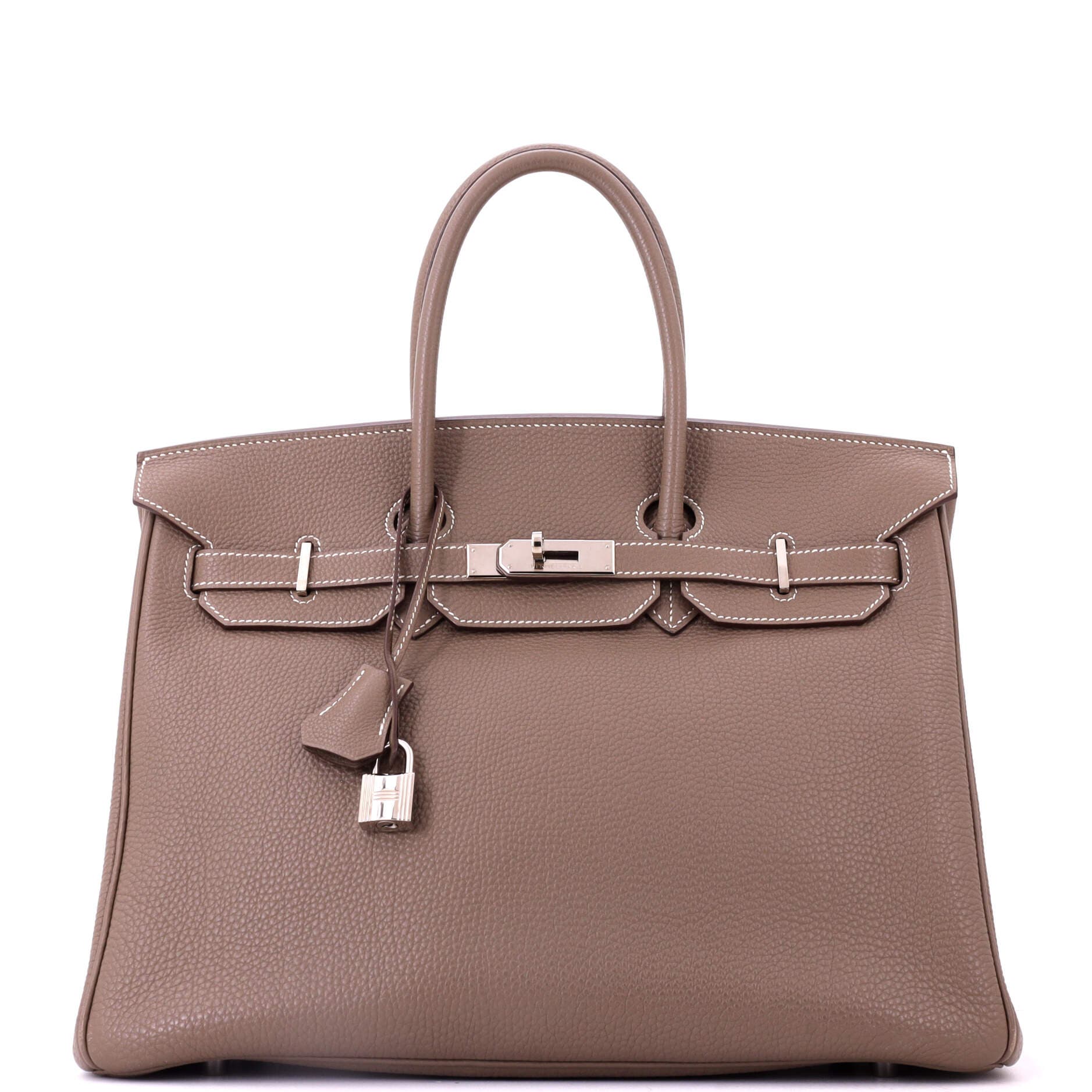Birkin Handbag Grey Togo with Palladium Hardware 35, Main, color, Etoupe