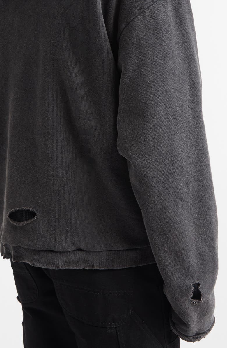 STOCKHOLM SURFBOARD CLUB Ulf Distressed Back Logo Graphic Hoodie, Alternate, color, Mountain Grey