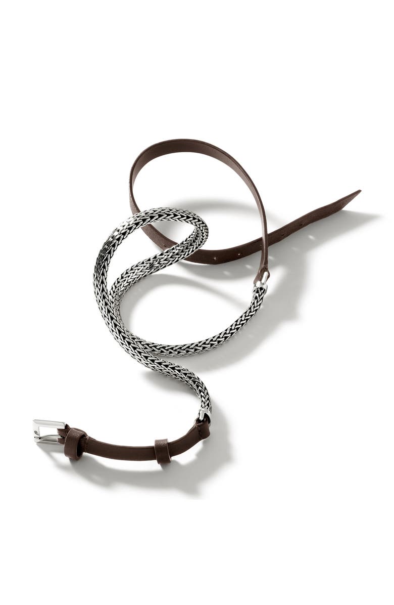 John Hardy Triple Wrap Bracelet on Leather with Buckle Clasp, Alternate, color, Silver