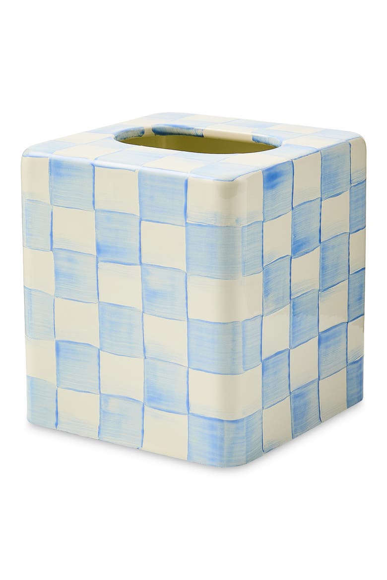 Sky Check Boutique Tissue Box Cover, Main, color, SKY CHECK