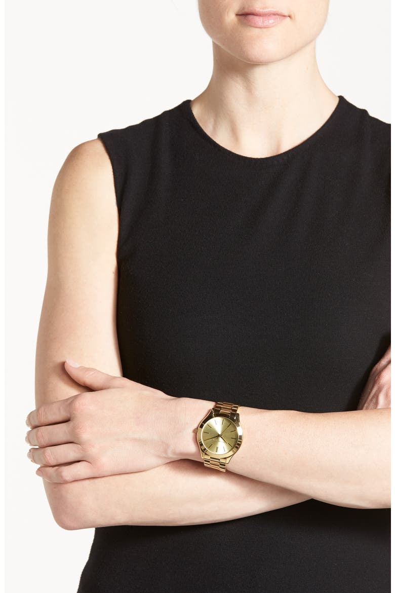 Slim Runway Bracelet Watch, 44mm & Wallet Set, Main, color, GOLD
