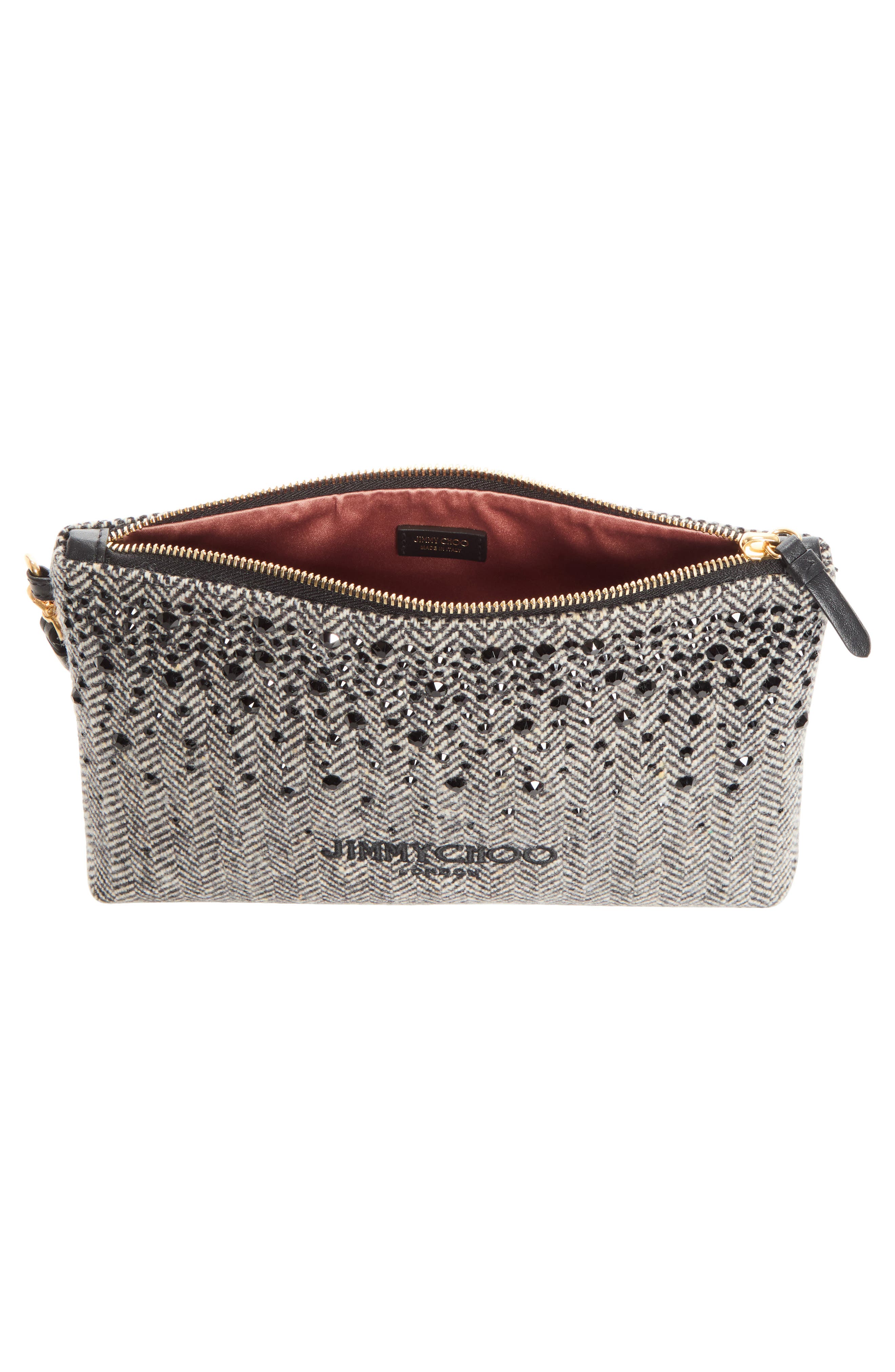 Zipped Flat Pouch, Alternate, color, BLACK/ BAMBOO MIX/ LIGHT GOLD