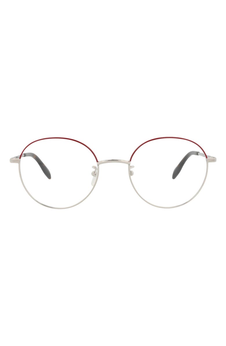 McQueen 53mm Cat Eye Optical Glasses, Main, color, Silver Silver Transparent