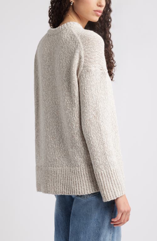 Nordstrom Marled Cotton & Wool Crewneck Sweater In Beige- Ivory Marl