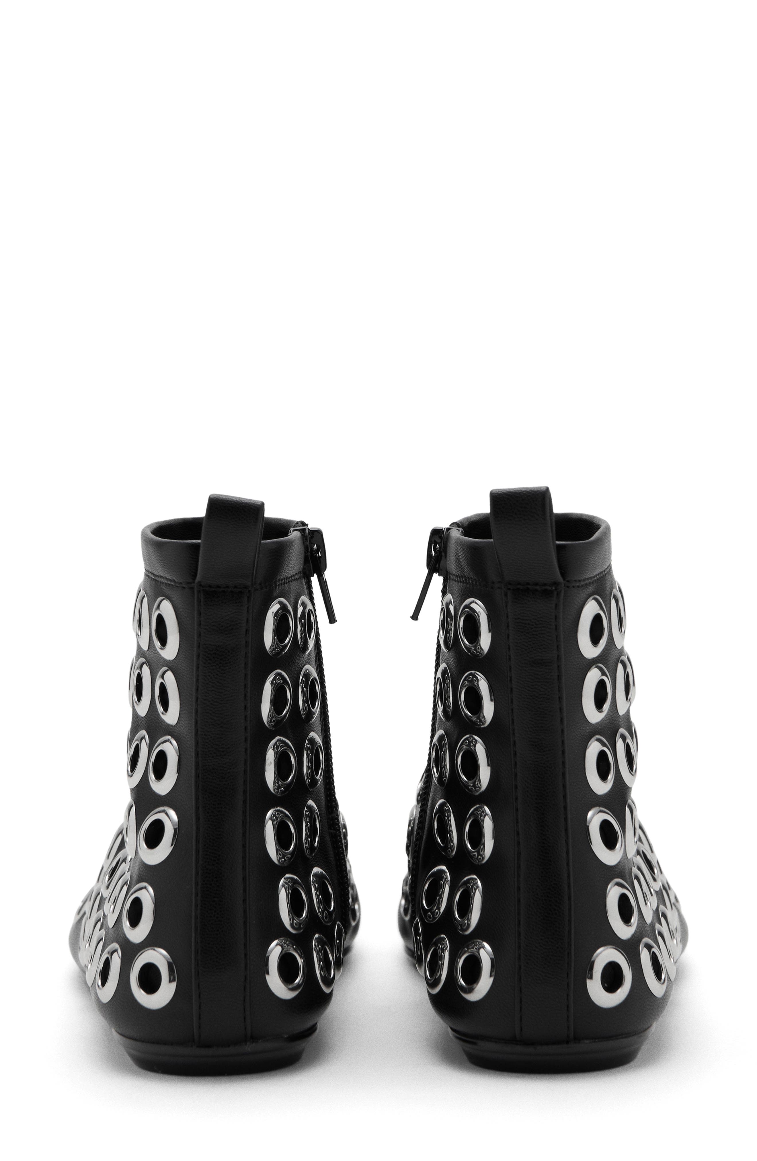 MANGO Faux Leather Ankle Boot with Eyelets, Alternate, color, Black