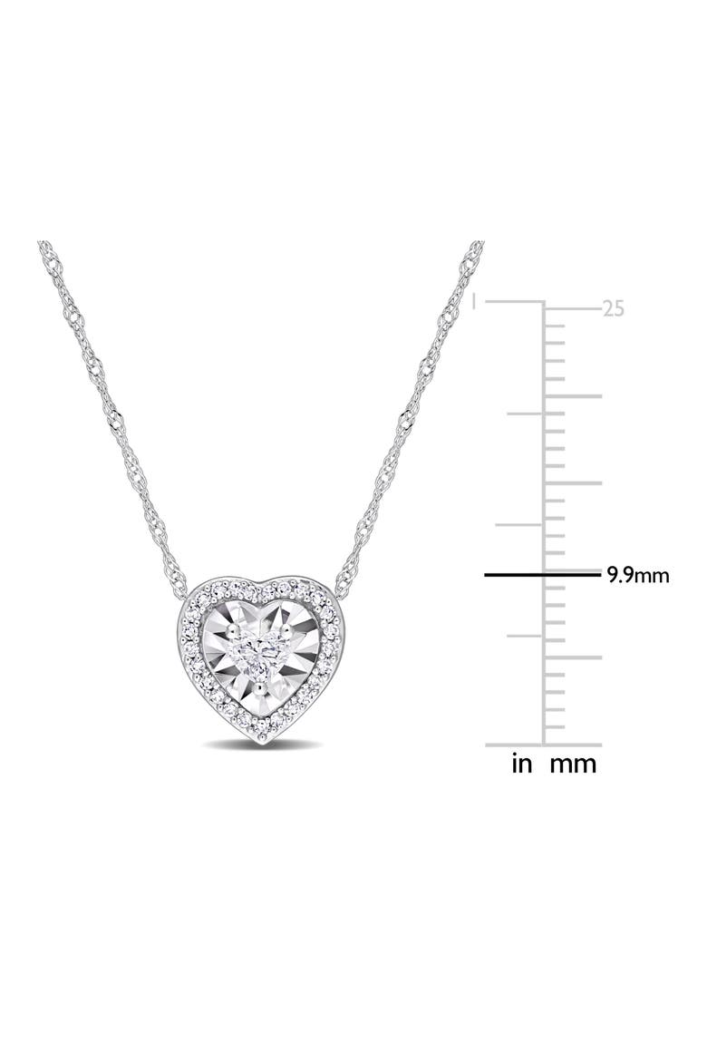 Heart & Round Diamond Pendant Necklace - 0.25ct., Alternate, color, SILVER